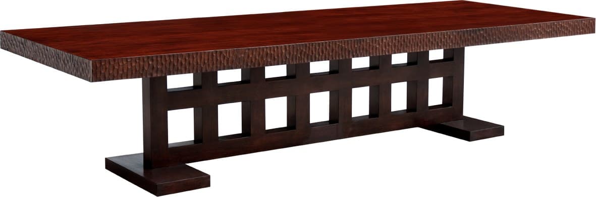 Maximino Dining Table with Chip Carving Edge Detail and Open Square Base B on a white background